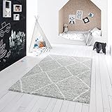 Lieferumfang: Shaggy Berber Innenteppich - Maschinengewebt - 100% hochwertiges Polypropylen, Größe 160 x 230 cm, Farbe Grau - Weiß, hergestellt in Belgien, zertifiziert nach Ökotex 100 und REACH