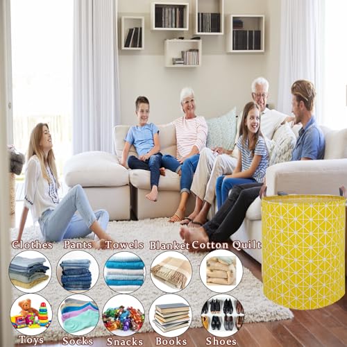 Image of Waterproof Laundry Hamper Collapsible Laundry Basket Leather Handle Laundry Bag Large Clothes Storage Toy Organization for Bathroom Bedroom Laundryroom College Dorms (Nursery Bins Boxes-002)