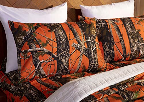 Chezmoi Collection Salem 4-Piece Cabin Lodge Forest Woods Sheet Set - Nature Camo Tree Leaves Printed Soft Microfiber Sheets - King, Orange by Chezmoi Collection - Used condition - Image 4