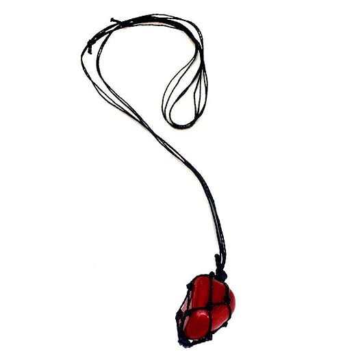 MANDALA DE LUZ Colar de Pedra Castroada Jaspe Vermelho Natural - Mulheres - Colar - Vermelho - Jaspe Vermelho - Minimalista