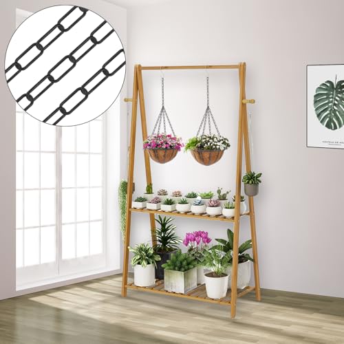 Image of 12 Ft Heavy Duty Hanging Chain Kit (Black) | with Connection Locks & Swag Ceiling Hooks for Lighting Fixture, Pendant, Lantern, Swag Lamp, Plant Basket, Bird Feeder
