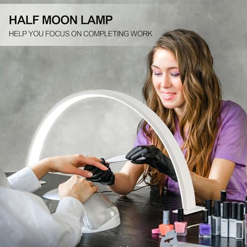 DIVEKID Nail Lamp for Desk, 18.5in Diameter Half Moon Lamp with 3 Color Modes & 10-Level Adjustable Brightness, Desk Lamp for Nail Tech, Lash Extensions, Facial Spa, Manicure(8.66” Hx 18.5” W) — view 4