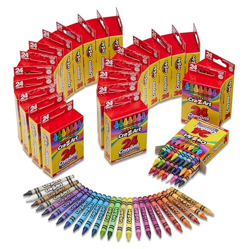 Cra-Z-Art Crayons, Bulk Pack, 24 Count, 24 Packs of Crayons, Bulk School Supplies for Classroom, Back to School Essentials