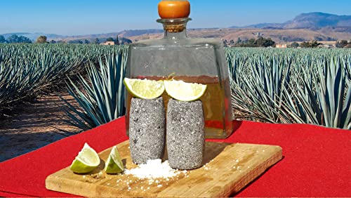 Mextequil - Volcanic Stone Shot Glasses - Set Of Natural Shot Glass - 1.5 Oz - 100% Organic & Eco Friendly - Natural Basalt Rock - Handmade (2 Pieces) #TOP4