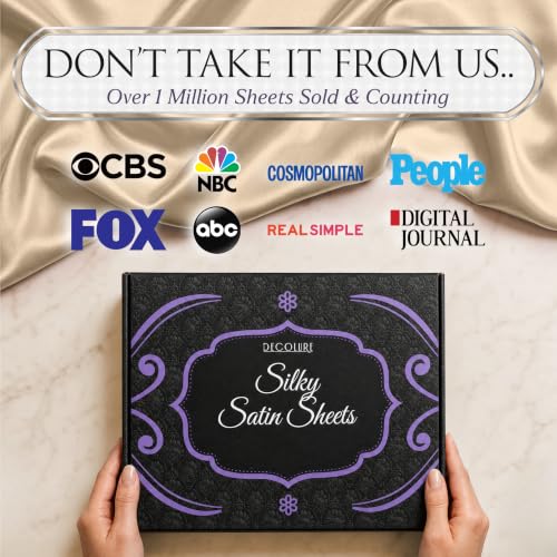 DECOLURE Satin Bed Sheets - 6 Piece Luxury Silky Queen Size Bedding Set - Softer Than Silk, Wrinkle-Free with 15” Deep Pocket Fitted Sheet, Perfect for Hair & Skin, Gifts for Women (Ivory) by DECOLURE - Used condition - Image 7