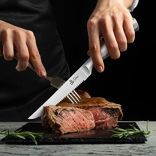 DDF iohEF Steak Knife Set, 6 Piece Steak Knife, High Carbon Japanese Stainless Steel Serrated Steak Knives - Image 5