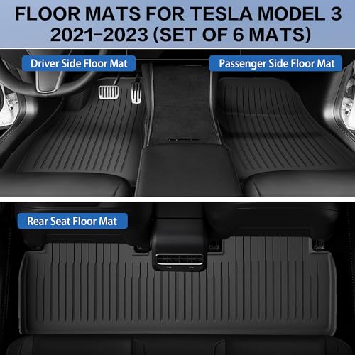 Weize TEM-1563 Floor Mats For Tesla Model 3 5-Seat 2021-2023 2022 All Weather Tpe Cargo Liner Floor Mats And Cargo Trunk Mats Accessories thumb #1
