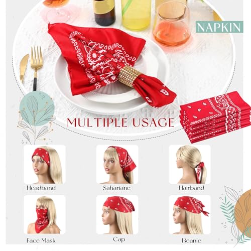 50 Pcs Bandanas Paisley Cowboy Polyester Bandanas Bulk Multi Purpose Headband for Men Women Party Costume3