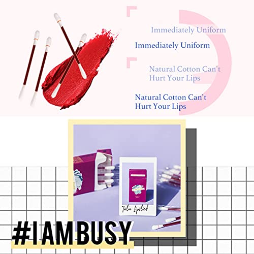 Pasnowfu 20 Pcs/Set Of Tattoo Lipstick, Cotton Swab Lipstick, Tattoo Lip Stain Tattoo Lipstick Cotton Swab, Durable Waterproof Liquid Non-Stick Lipstick, Easy To Carry(Color : Cherry) #TOP5