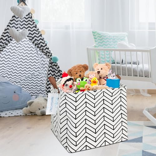 Image of Square Storage Baskets Children Shelves Gift Toy Organizer Room Geometric | Laundry Hamper Collapse Canvas with Handles for Organizing Home Kitchen Children Toys Office Closet Shelf