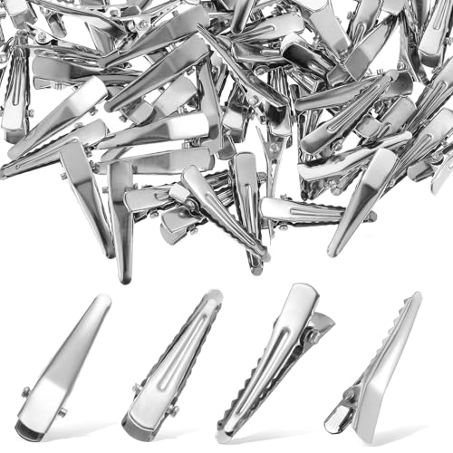 100 Pinzas de Pelo Cocodrilo Pequeñas 30 mm Plateadas miniatura 1
