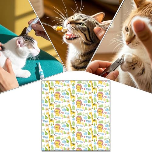 Image of Cat Wrap for Cutting Nails Cloth Burrito Wrap for Nail Clipping,Scratch and Escape Prevention,Multi-Purpose Swaddle Wrap Pet Worker (Giraffe + Lion, 21.65inchx21.65inch)