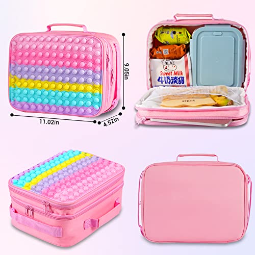 Pop Lunch Box For Girls Kids Lunch Bag Set For School Food Containers Insulated School Supplies- Office Picnic Leakproof Cooler Cooling Lunch Box With Adjustable Shoulder Strap Back To School #TOP1