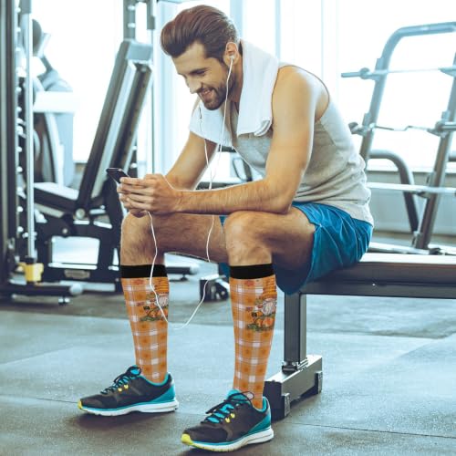 Image of Wusikd Blue Yellow Monster Trucks Compression Socks for Women and Men Circulation Long Socks for Athletic Running 1