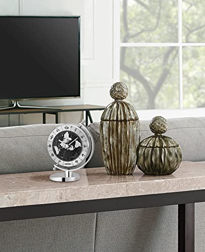 Seiko 5 Inch Silver Globe Desk And Table Clock #TOP4