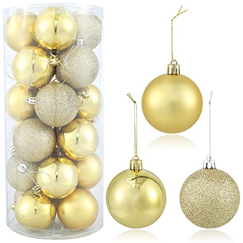 Adifare Juego de 24 adornos de bolas de Navidad, 6 cm, irrompibles, bolas de árbol de Navidad, bolas colgantes de Navidad, para fiestas, árbol de Navidad, interiores, exteriores, escaleras, porche,