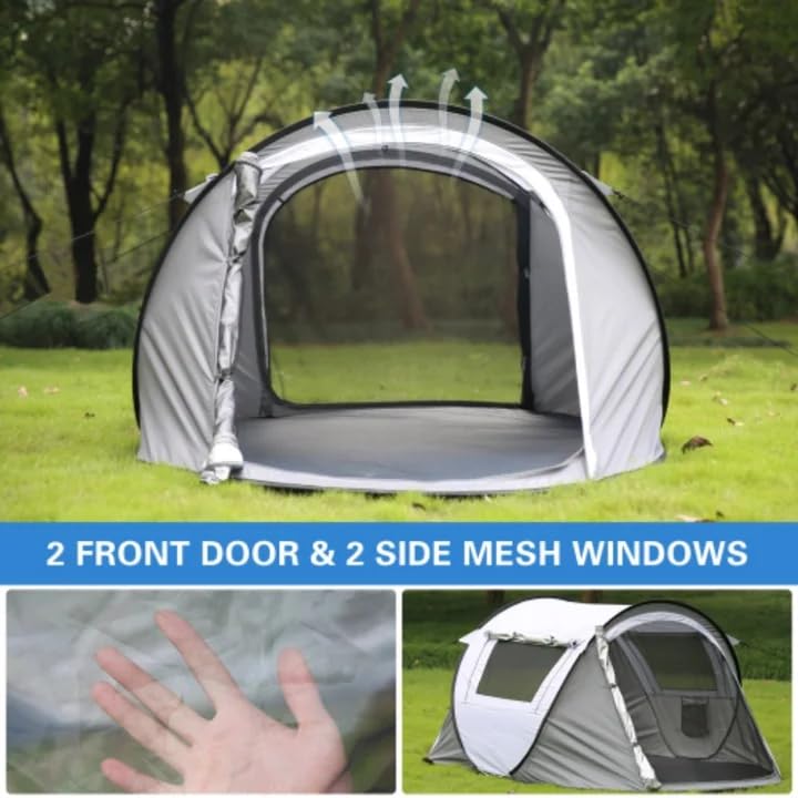 Carpa pop up para camping 2 personas color blanco y gris miniatura 6
