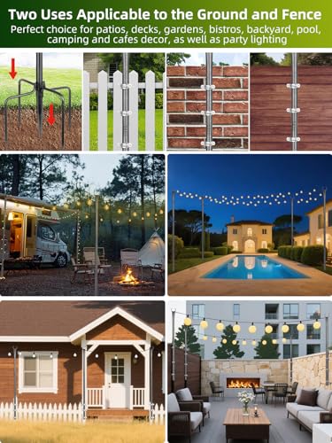 String Light Poles, 4 Pack 10ft Outdoor String Light Poles for Outside and Deck - Ideal for Patio, Garden, Yard, Front P - Additional View