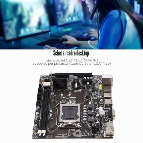 Scheda Madre per Giochi DDR3, 1155 Pin 2 DDR3 100M Scheda Madre per Mining con Supporto per Processori Corei7, I5, I3 (LGA1155), Supporto per Uscita Video Digitale Ad Alta Definizione