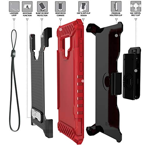 Beyond Cell Trishield Series Compatible With Note9 Case/Military Grade Rugged Cover + [Metal Kickstand]+[Belt Clip Holster] Compatible With Samsung Galaxy Note 9 (2018) - Usa Flag New #TOP2