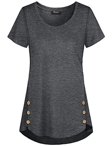 Maternity Tops And Blouses, Quinee Women Scoop Neck Cap Sleeve Summer Loose Fashion Nursing Tunic For Leggings Breastfeeding Pumping Clothes Knitting Basic Tee Shirts Dark Grey L #TOP1