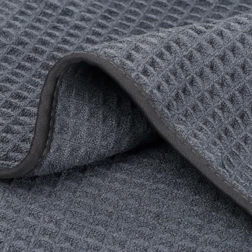HOMEXCEL Waffle Bath Towels Set 4 Pack, Premium Microfiber Bathroom Towels, Ultra Soft, Lightweight, Highly Absorbent and Quick Dry Towel for Bathroom, Gym, Shower, Hotel, and Spa, 27 x 54 Inch, Grey - Thumbnail 4