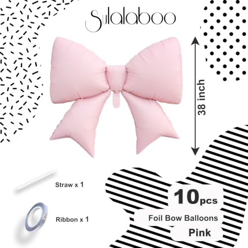 Image of 10Pcs Pink Bow Foil Balloons 38 Inch Big Helium Coquette Party | Light Pink Bow Shaped Balloons for Women Birthday Bridal Shower Wedding Bachelorette Anniversary Engagement Party Decoration