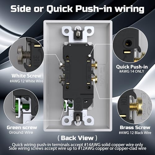 ThunderWay Decorator Receptacle Outlet with Wall Plate, Non-Tamper-Resistant Electrical Outlet, 15 amp Outlet, Self-Grounding, UL Listed, White (20 Pack) by ThunderWay - Image 4