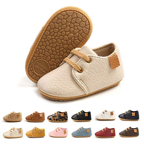 BEBARFER Toddler Baby Boys Girls Shoes Infant Moccasins Anti-Slip Sole Newborn Oxford Loafers Sneakers Wedding Uniform Dress Shoes First Walking Crib Shoes (0-6 Months Infant, C-Beige)