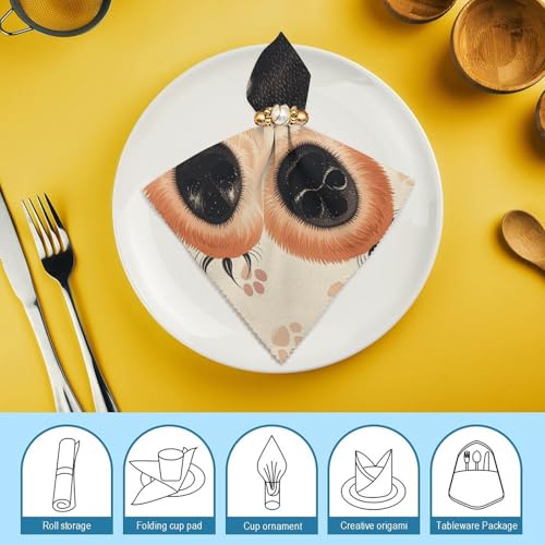 Servilletas de tela con estampado de patas de animal, pack de 6 miniatura 7