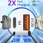 USB C Chargeur de voiture,2-Port 38W Chargeur de voiture USB-C&USB-A Adaptateur rapide 2-Ports Chargeur de téléphone de voiture charge rapide pour iPhone 17/16/15 Pro Max, Galaxy, avec 2X 6.6ft USB C Câble & 40W USB C Bloc chargeur
