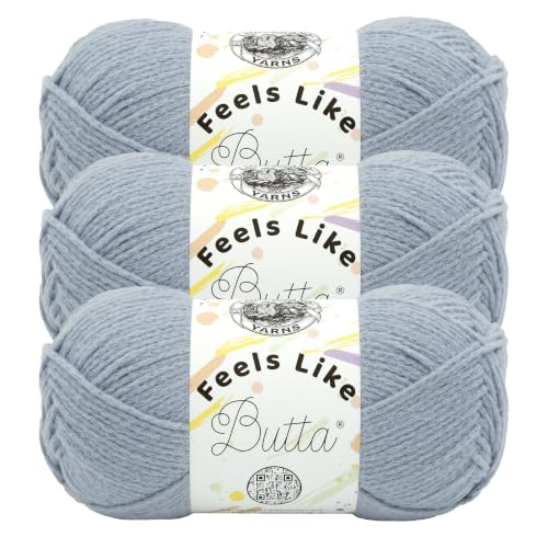 Image of Lion Brand Yarn, Feels Like Butta Soft Crochet Yarn, Polar Blue, 3 Pack