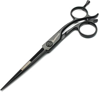 Tijeras de peluquería japonesas de 15,2 cm, color negro(Corte plano de 6 pulgadas-C)