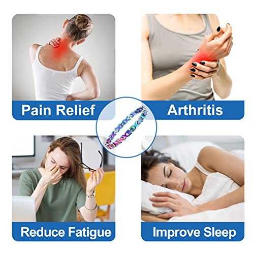 Uswel Lymph Drainage Women Magnetic Bracelet For Anti-Swelling & Arthritis - Dynamic Magnetic Therapy Bracelets For Women - Blind-Colors Bracelet With Gift Box & Adjustable Length Sizing Tool (Rainbow) #TOP4