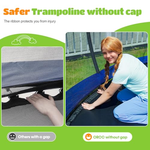 Image of ORCC 1300LBS Weight Capacity Trampoline 16 15 14 12 10 8FT with Basketball Hoop Water Sprinkler Spiral Ground Stakes Outdoor Yard Trampolines for Kids Adults