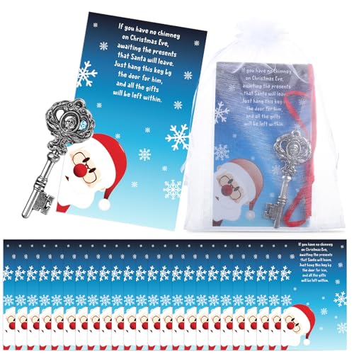 Jetec 48pcs/16 Packs Christmas Santa's Key Ornament No Chimney House