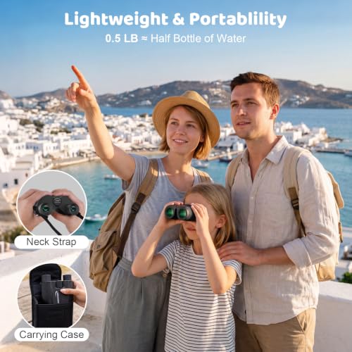 Image of Aurosports 10x25 Binoculars for Bird Watching with Bird Guide Book | Compact, Lightweight for Adults & Kids; BAK4 FMC Optics; Includes Bird Guide Book; Great Gift For Bird Watching, Travel