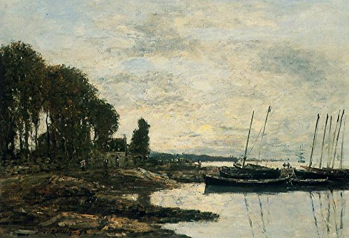 DTAUPREB Pintura al óleo DIY para adultos y niños Eugène Boudin Shore Pintura por número con pinceles y pigmento acrílico sobre lienzo