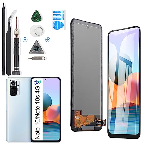 RongZy Pantalla para Xiaomi Redmi Note 10/Note 10s 4G Pantalla Táctil LCD Kit de Pantalla de Repuesto Ensamblaje Digitalizador de Reemplazo con Herramientas(No 5G)