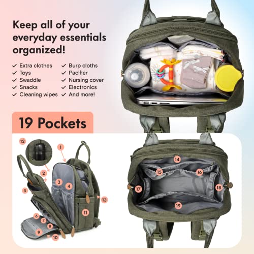 image for Dikaslon Diaper Bag Backpack with Portable Changing Pad, Pacifier Case