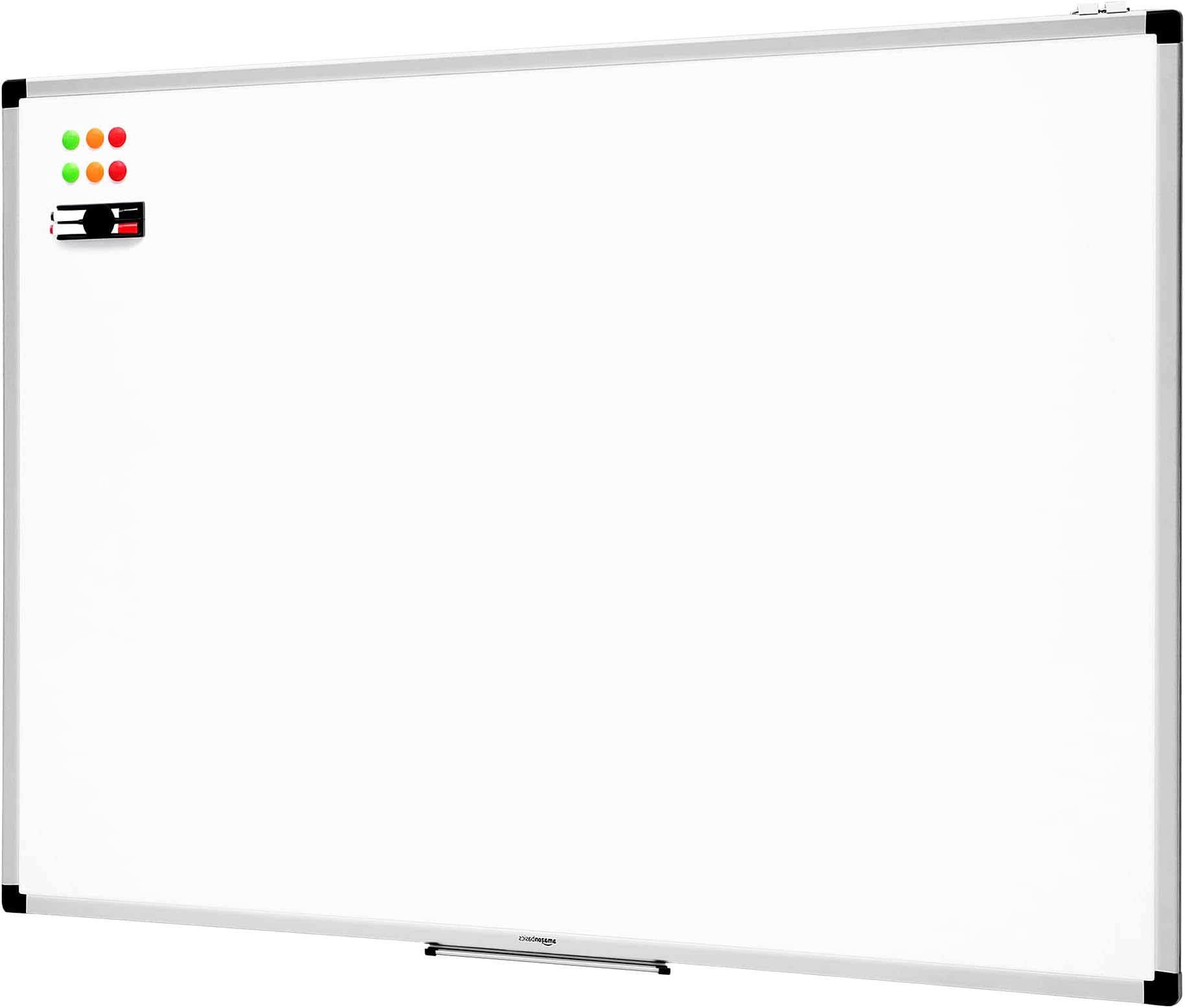 Whiteboard Drywipe Magnetic with Pen Tray and Aluminium Trim, 120 cm x 90 cm (WxH)