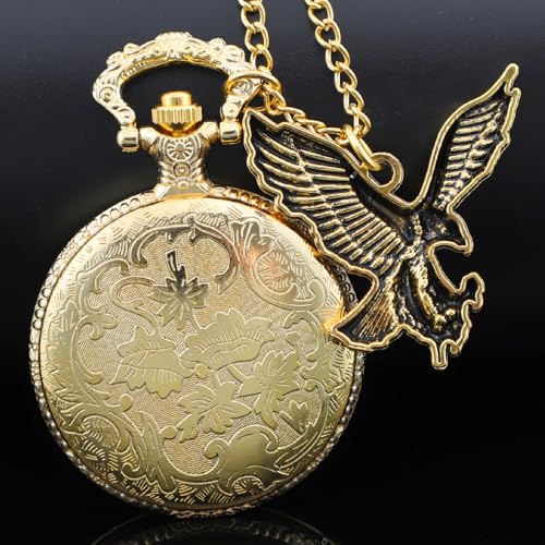 Image of Tiong Pocket Watch Pattern Vintage Quartz Pocket Watches with Chain Christmas Graduation Birthday Gifts Fathers Day