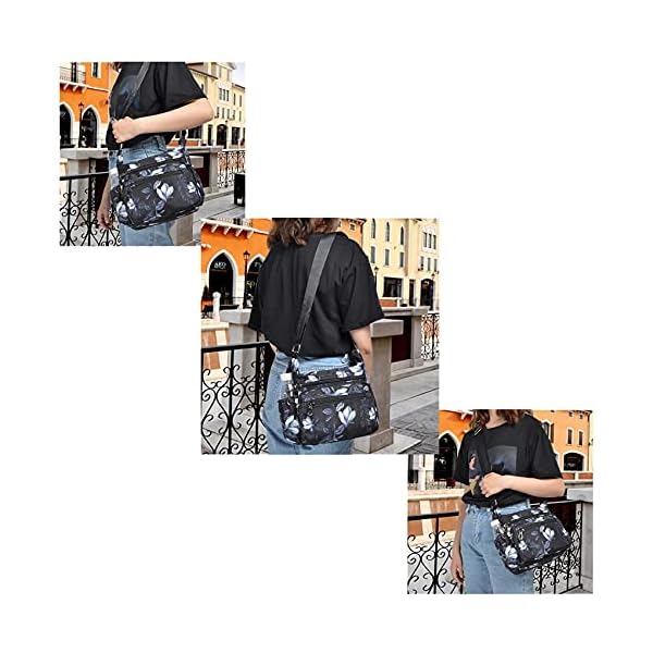 NOTAG Shoulder Bags for Women Nylon Crossbody Bags Waterproof Lightweight Messenger Purses and Handbags (Black) - Image 7