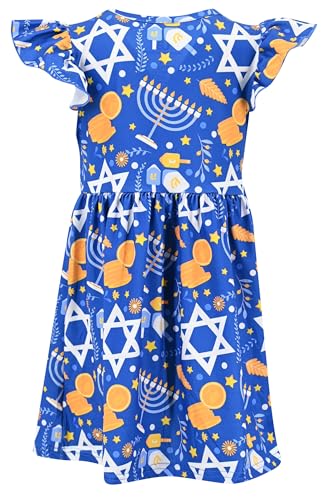 Image of Unique Baby Girls' Short Sleeve Everyday Printed Dresses for Kid and Toddler, Sizes 2T-12Y