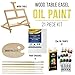 U.S. Art Supply 21-Piece Artist Oil Painting Set with Wooden H-Frame Studio Easel, 12 Vivid Oil Paint Colors, Stretched Canvas, 6 Brushes, Wood Painting Palette - Kids, Students, Adults, Starter Kit