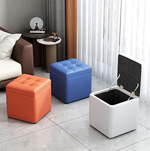 Chic Padded Storage Bench, Versatile & Sofa Stool, Elegant Pouf, Durable Leather & Fabric Shoe Storage with Sturdy Wooden Legs for Living Room Furniture