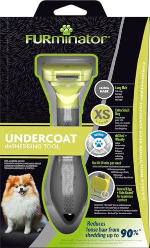 FURminator deShedding-Tool Hund Größe XS Langhaar - Hundebürste für sehr kleine Hunde zur Entfernung der Unterwolle - Verbessertes Design