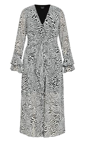 Image of City Chic Women's Plus Size Maxi Dress - Plunge Frill Print