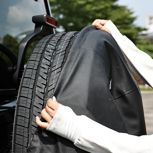 Moonet PVC Thickening Leather Spare Tire Wheel Cover for Car Truck SUV Camper Trailer Universal Fit RV JP FJ,R14 S Black (for Overall Wheel Diameter 24-26 inch) - Image 5