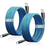 USB Type C Charger Cable, [2Pack/6ft] Long Braided Power Supply Fast Charging Cord for Gaming Controller, PS5 Playstation 5 DualSense, Xbox Series S/X, Elite Series 2/3